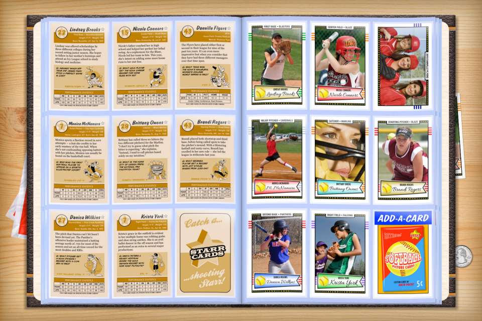 Make your own custom softball cards with Starr Cards.
