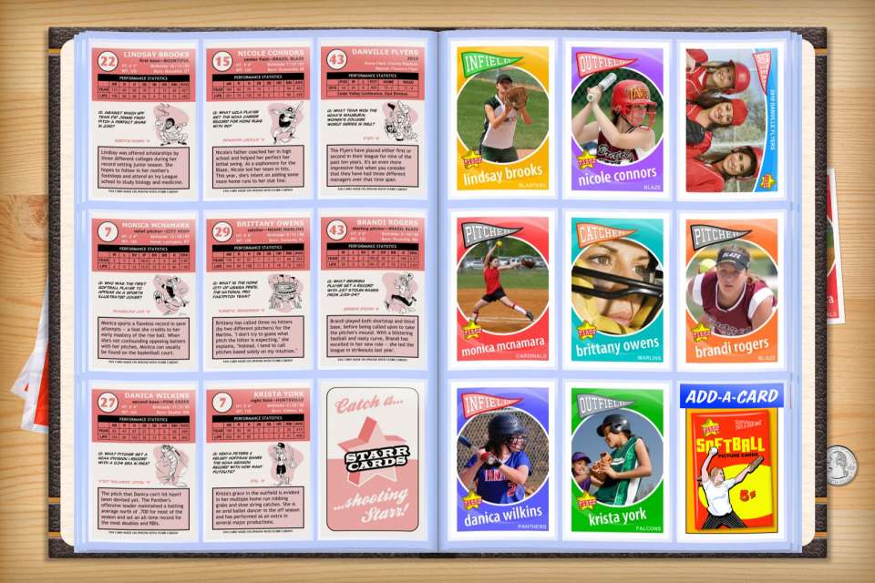 Make your own custom softball cards with Starr Cards.