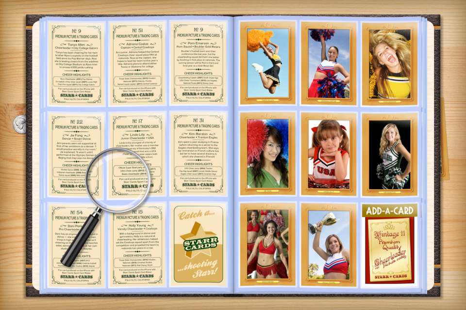 Make your own custom cheerleader cards with Starr Cards.