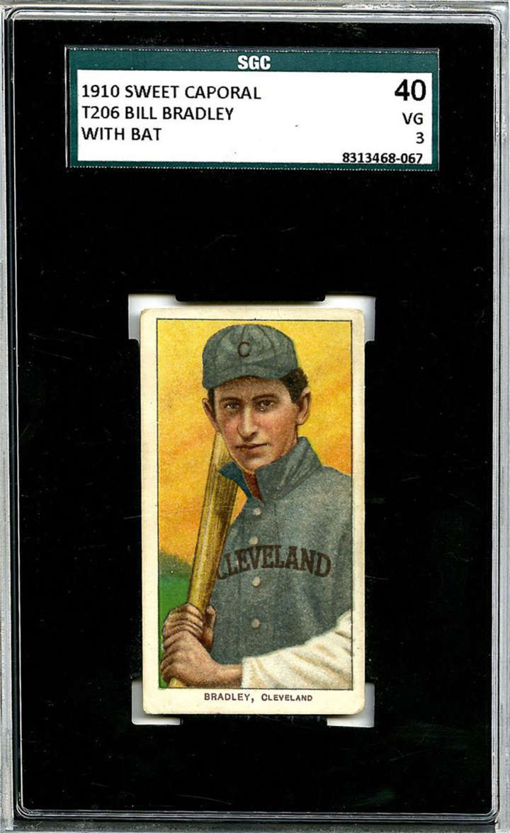 Baseball card of Cleveland Indians third baseman Bill Bradley