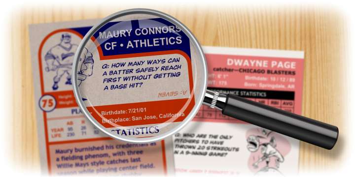 Enjoy the baseball quiz questions on your custom baseball cards.