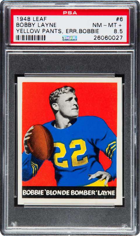 Bobby Layne, 1948 Leaf football card
