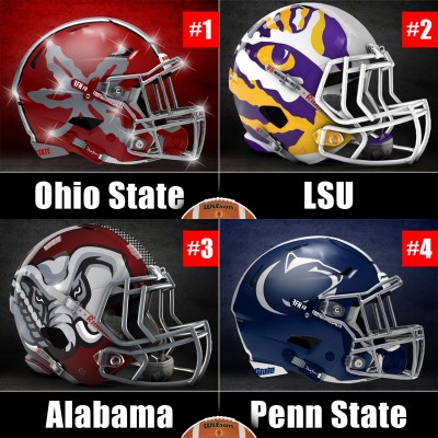 CFB Playoff week 11 rankings with alternative helmets for Ohio State, LSU, Bama and PSU