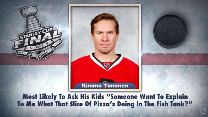 Chicago Blackhawks' Kimmo Timonen on "Tonight Show Superlatives" read by Jimmy Fallon