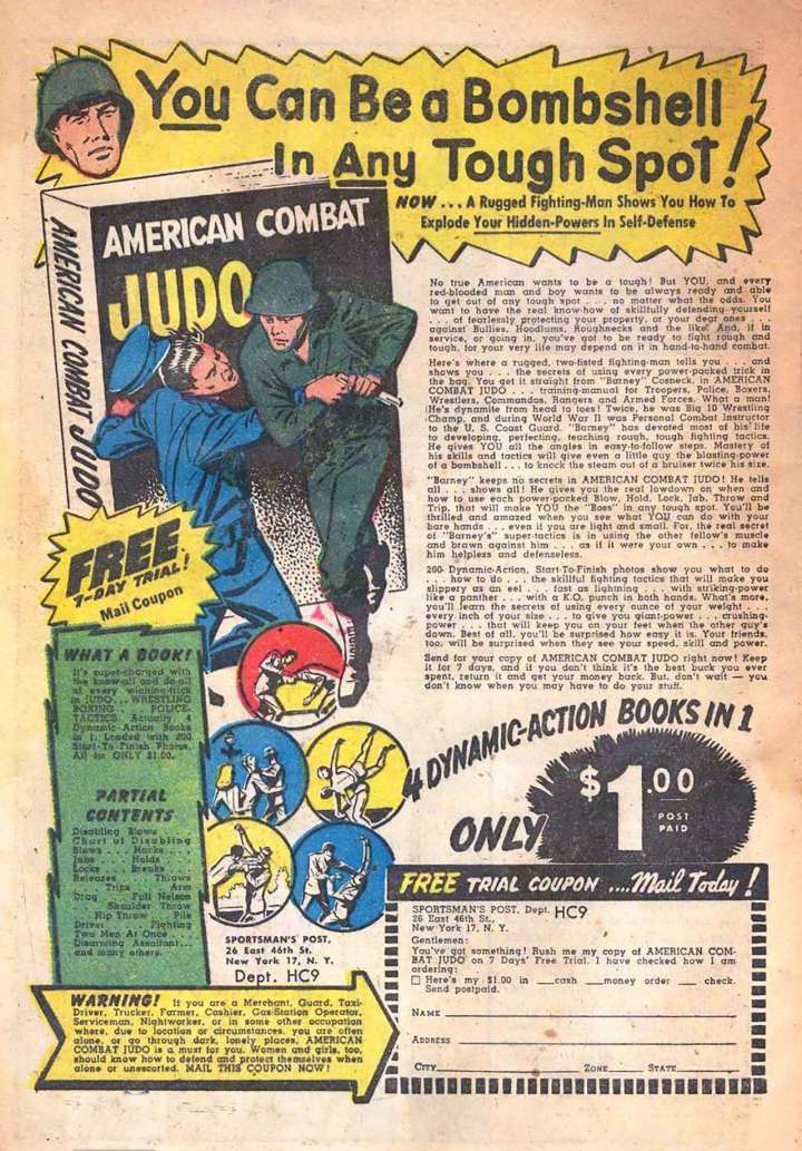 Comic book ad for American Combat Judo