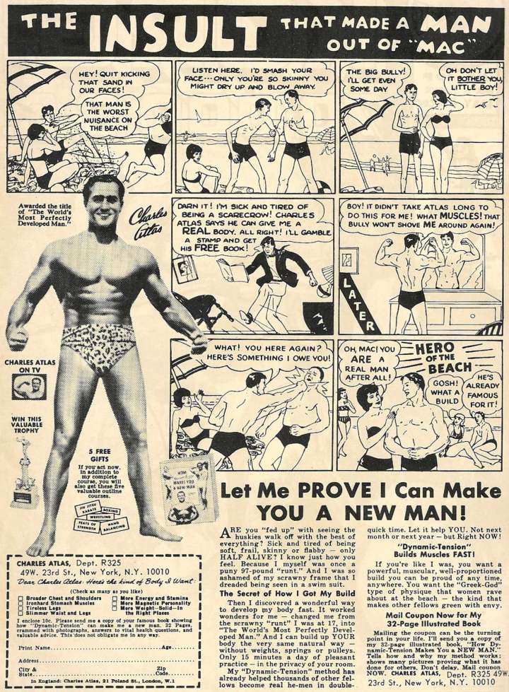 Comic book ad for Charles Atlas' "Dynamic Tension" system