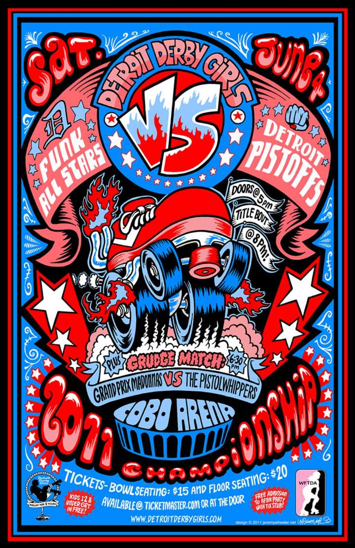 Detroit Derby Girls poster by Jeremy Wheeler