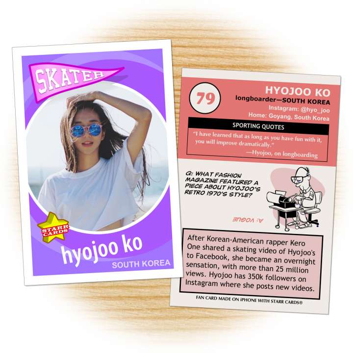Fan card of Korean longboard dancer Hyojoo Ko