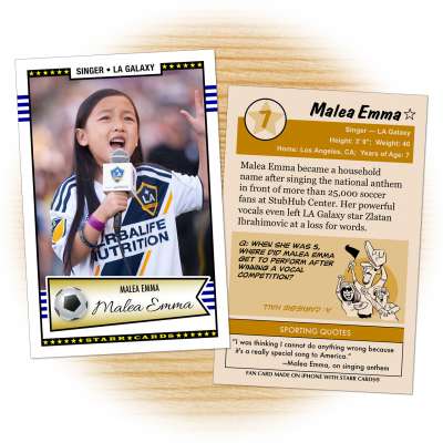 Fan card of LA Galaxy national anthem singer Malea Emma