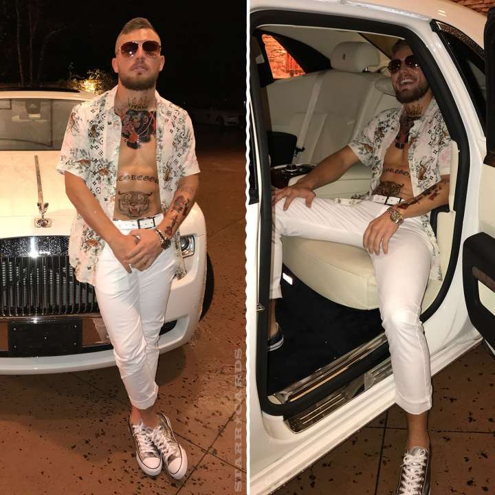 Former WVU quarterback Skyler Howard dresses as Conor McGregor for Halloween