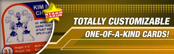 Make your own custom cheerleader card with Starr Cards.