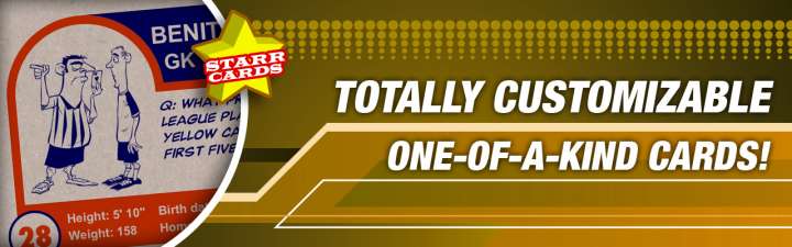Make your own custom soccer card with Starr Cards.