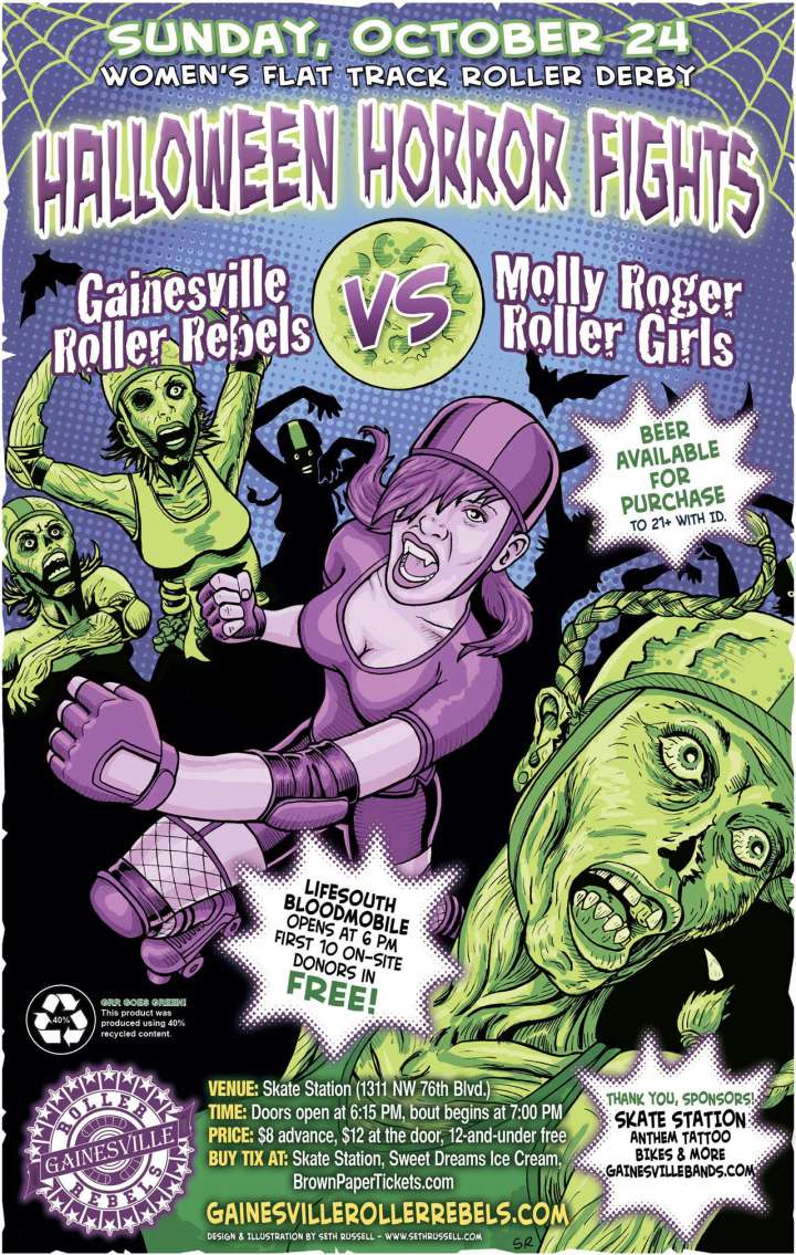 Gainesville Roller Rebels roller derby poster