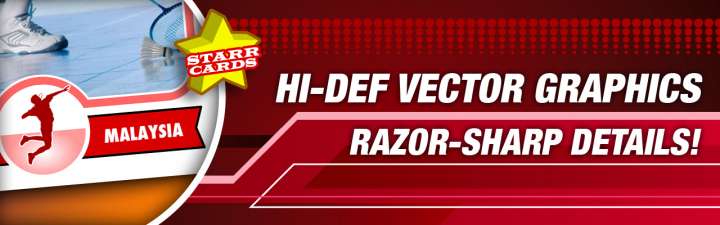Make your own high-quality badminton card with Starr Cards.