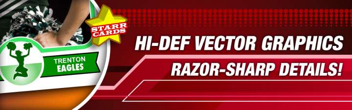 Make your own high-quality cheerleader card with Starr Cards.