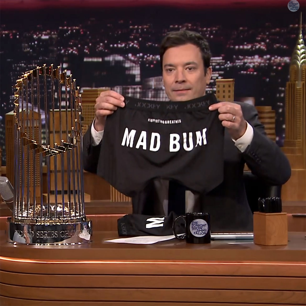 Jimmy Fallon got "Mad Bum" underwear from Madison Bumgarner