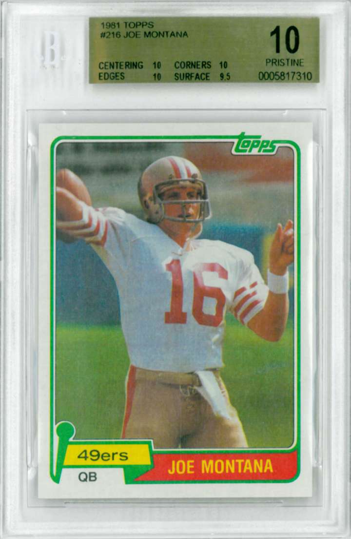 Joe Montana, 1981 Topps rookie football card