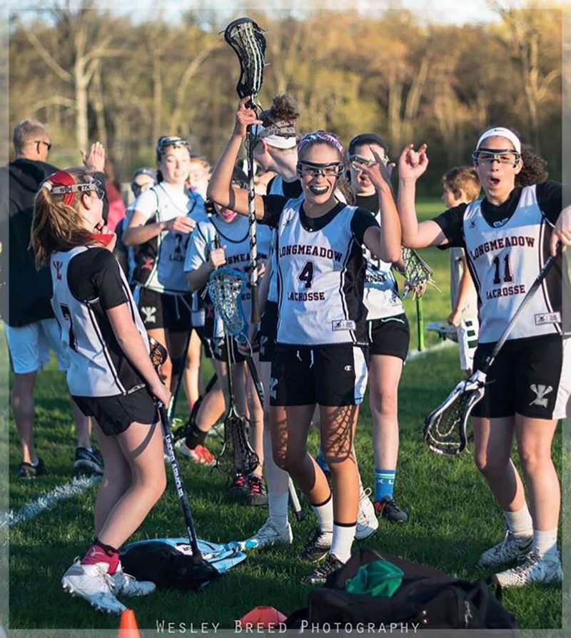 Longmeadow Girls Lacrosse Team with Brynn Cartelli (No. 4)