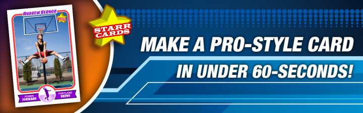 Easily create your own basketball trading card with Starr Cards.