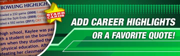 Make your own bowling card with career highlights.