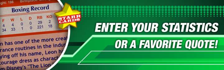 Make your own boxing card with statistics.