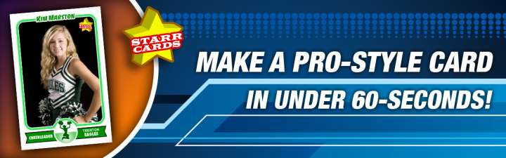 Easily create your own cheerleader trading card with Starr Cards.