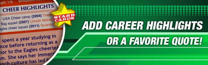 Make your own cheerleader card with career highlights.