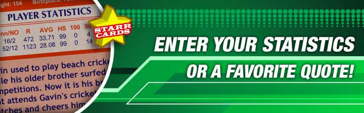 Make your own cricket card with statistics.