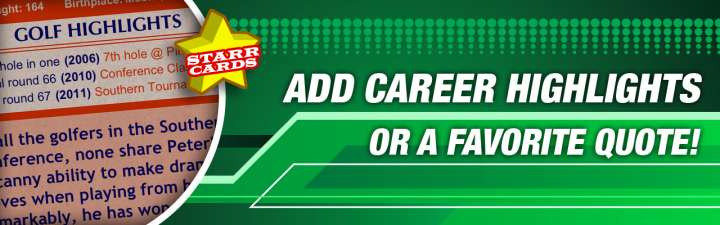 Make your own golf card with career highlights.