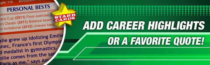 Make your own gymnastics card with career highlights.
