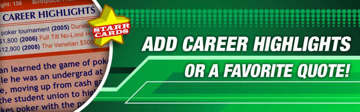 Make your own poker card with career highlights.