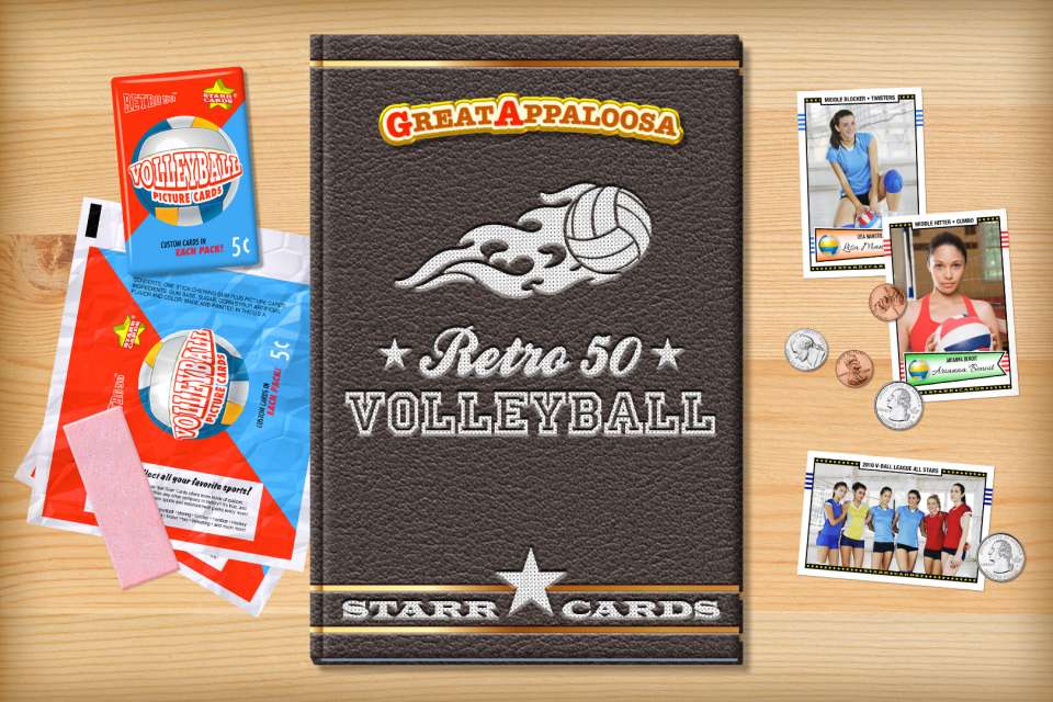 Make your own retro volleyball card with Starr Cards.