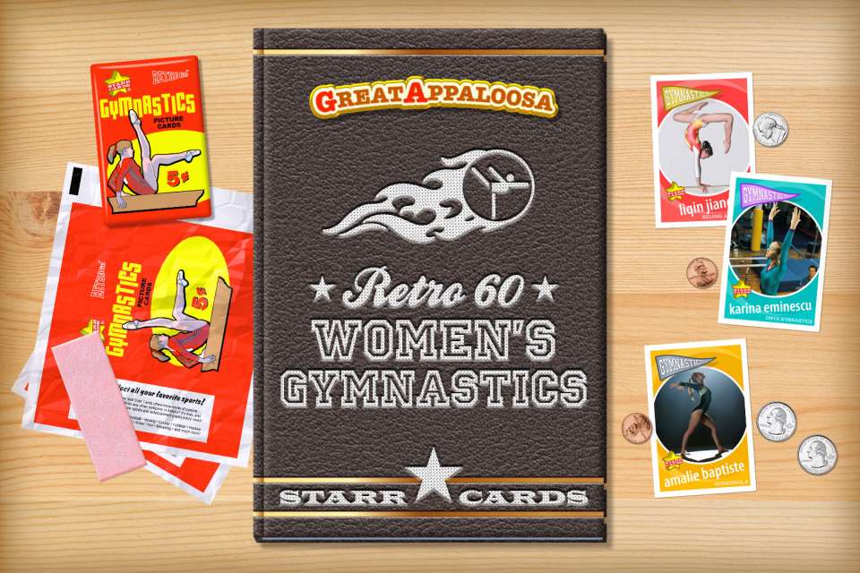 Make your own retro gymnastics card with Starr Cards.