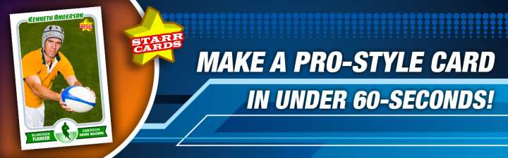 Easily create your own rugby trading card with Starr Cards.