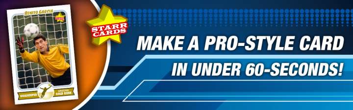 Easily create your own soccer trading card with Starr Cards.