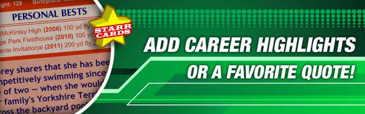 Make your own swimming card with career highlights.