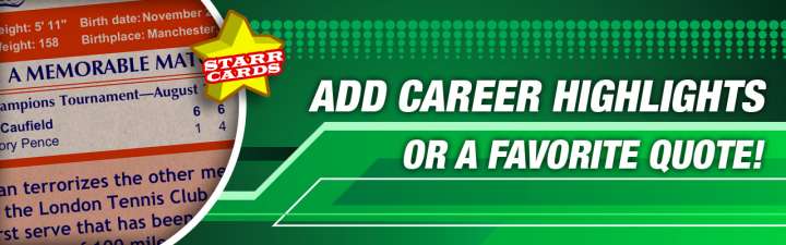 Make your own tennis card with best match score.