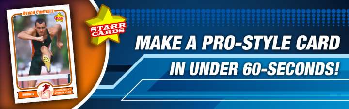 Easily create your own track and field trading card with Starr Cards.