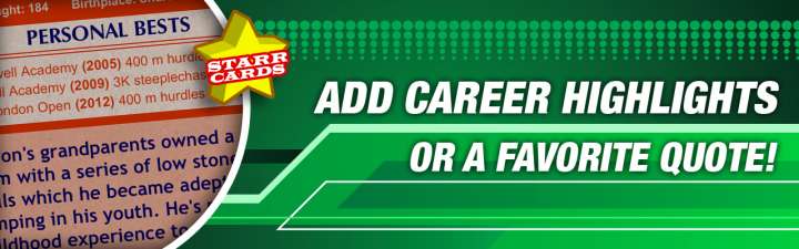 Make your own track and field card with career highlights.
