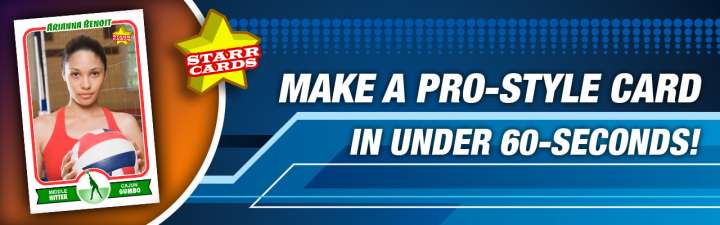 Easily create your own volleyball trading card with Starr Cards.