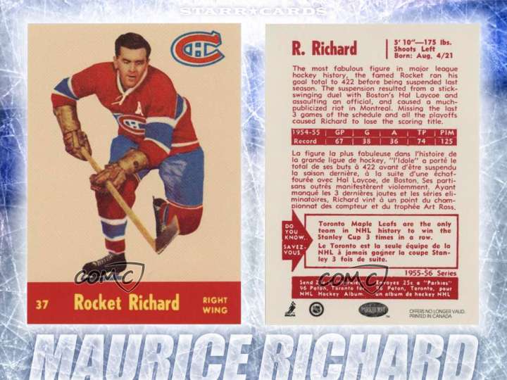 Maurice Richard Montreal Canadiens hockey card