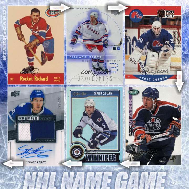 NHL Name Game: Linking Maurice Richard Scott Gordon Mark Stuart Percy Jackson and... ?