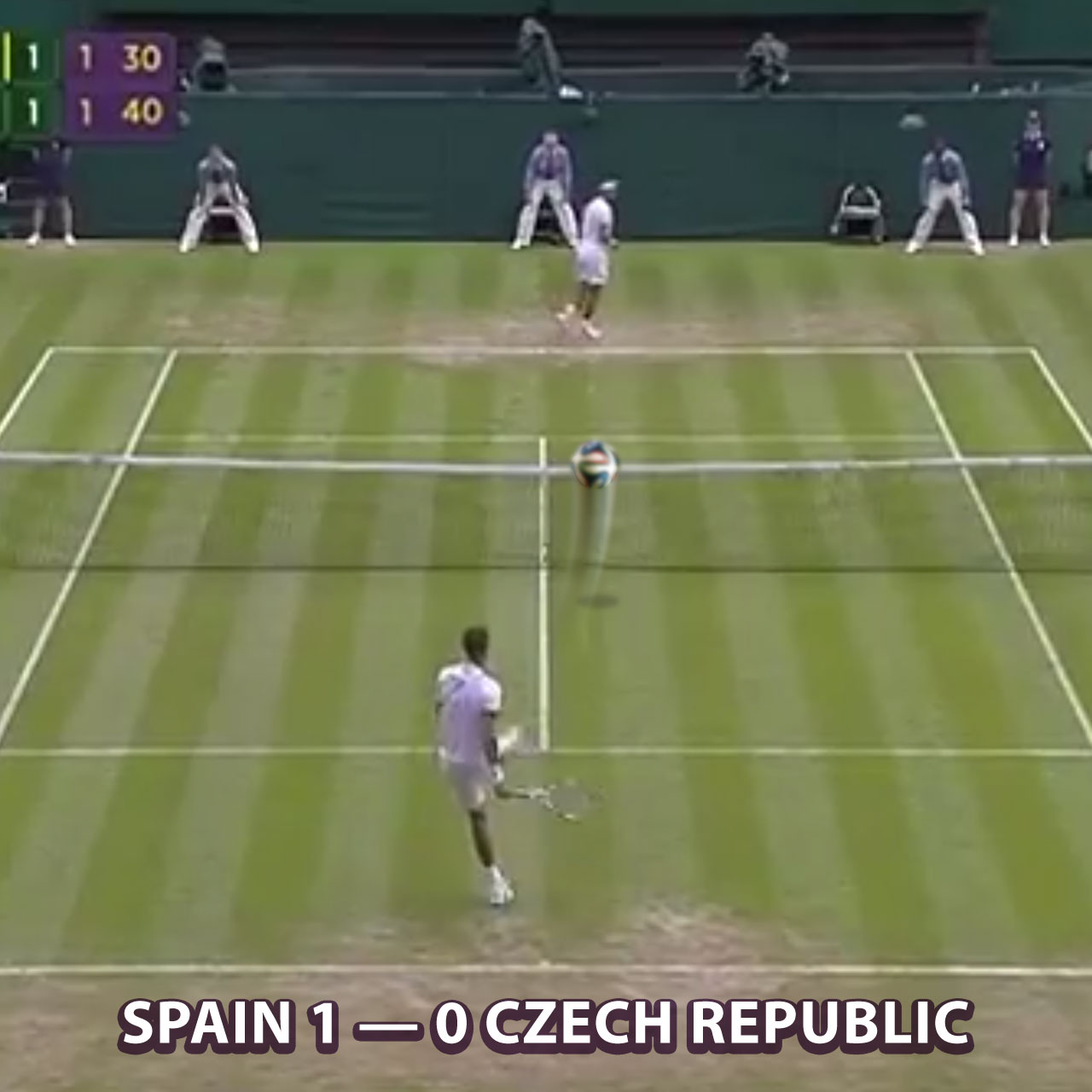 Rafael Nadal and Lukas Rosol engage in football at Wimbledon