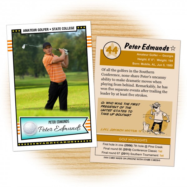Golf card template from Starr Cards Golf Card Maker.
