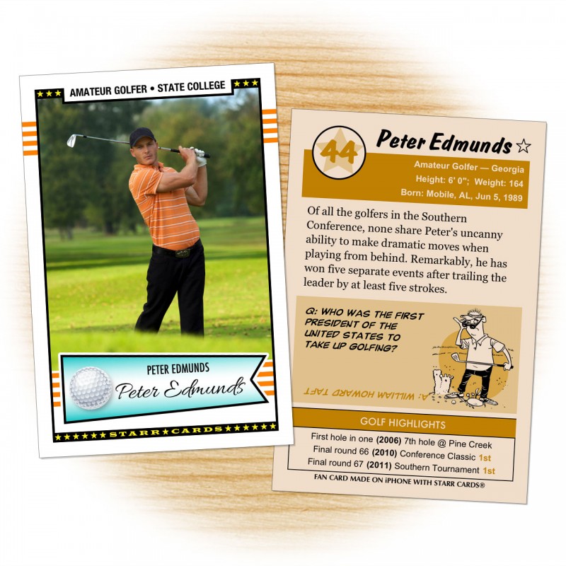 Golf card template from Starr Cards Golf Card Maker.