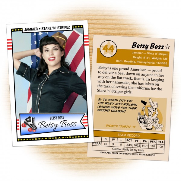 Roller derby card template from Starr Cards Roller Derby Card Maker.