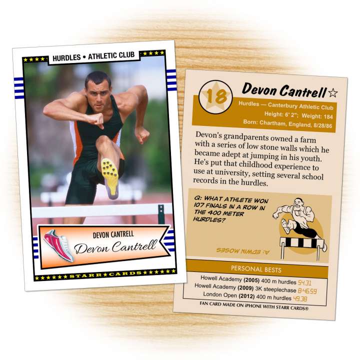 Track and field card template from Starr Cards Track and Field Card Maker.