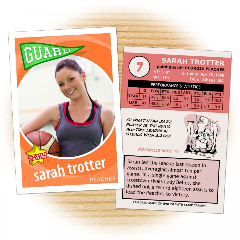 Basketball card template from Starr Cards Basketball Card Maker.