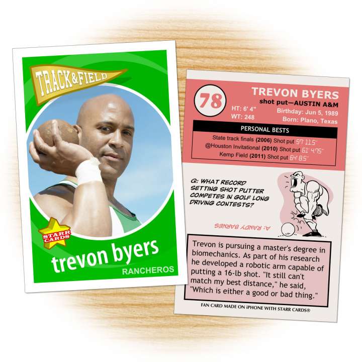 Track and field card template from Starr Cards Track and Field Card Maker.