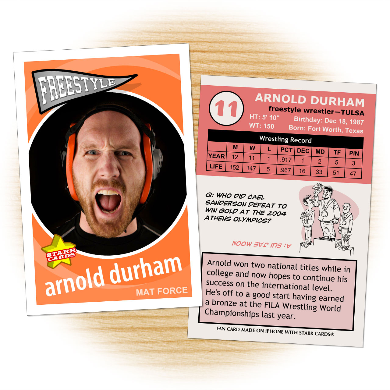 Wrestling card template from Starr Cards Wrestling Card Maker.